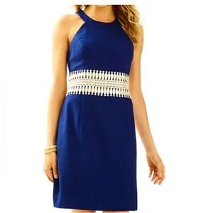 Lilly Pulitzer Ashlyn Shift Dress I size:4 I color: navy with gold accent